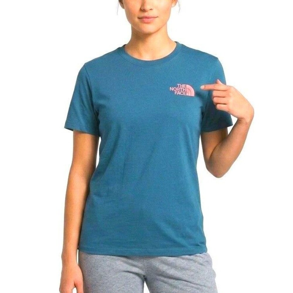 THE NORTH FACE T-Shirt Cotton BlueGreen Women Size Small NEW NWT